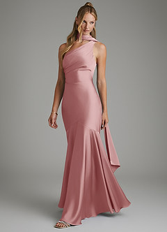 Azazie Amara Bridesmaid Dresses Dusty Rose Mermaid One Shoulder Stretch Satin Dress image5