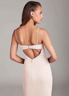 Azazie Leonis Bridesmaid Dresses Rose Petal Sheath Strapless Mesh Convertible Dress image3