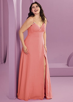 Barbie ♥ Azazie Bridesmaid Dresses Coral A-Line with Pockets Chiffon Dress image9