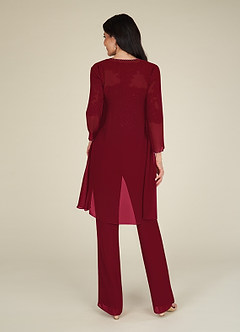 Azazie Florida Mother of the Bride Dresses Burgundy Jumpsuit/Pantsuit Sequins Chiffon Dress image4