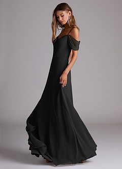 Azazie Marley Bridesmaid Dresses Black A-Line Off the Shoulder Chiffon Convertible Dress image3