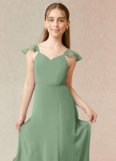 Azazie Everett Junior Matcha A-Line Chiffon Dress image5