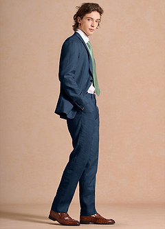 front Harrison Dunkelmarine Anzug aus 100 % Leinen