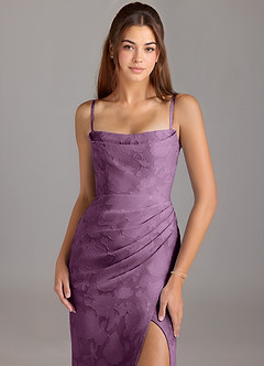 Azazie Leonis Brautjungfernkleider Wandelbar Etui Schulterfrei Blumen-Burnout Kleid Blauregen image2