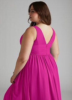 Azazie Yetta Abiti da damigella d'onore premaman Abito A-Line Arricciato con Scollo a V Chiffon Floor-Length image12