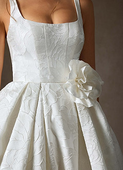 Azazie Ruby Wedding Dresses Diamond White Ball-Gown with Pockets Floral Jacquard Dress image8