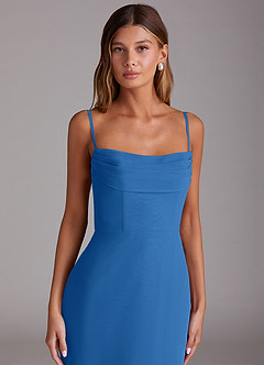 Azazie Saige Bridesmaid Dresses Blue Jay A-Line Off the Shoulder Chiffon Convertible Dress image2