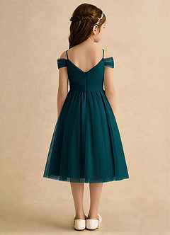 Azazie Lila Girls Formal Robe Demoiselle D'honneur Fillette Robe Trapèze en Tulle Épaule décolletée Vert Pin image2