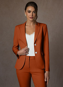 front Whitney Burnt Orange Structured Stretch Blazer
