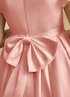 Azazie Pearl Flower Girl Dresses Rosette Ball-Gown Pleated Matte Satin Dress image8