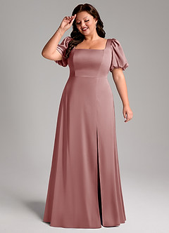 Azazie Fyona Bridesmaid Dresses Dusty Rose A-Line Pleated Stretch Satin Dress image11