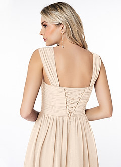 Azazie Angie Abiti da Damigella Abito A-Line in Chiffon Corsetto Alabastro Bianco image3