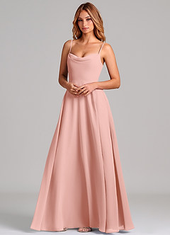 Azazie Elle Bridesmaid Dresses Rosette A-Line Pleated Chiffon Dress image4