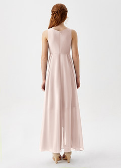 Azazie Lizette Junior Rose Petal A-Line Pleated Chiffon Dress image6