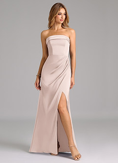 Azazie Aretha Bridesmaid Dresses Blushing Pink A-Line Strapless Stretch Satin Convertible Dress image5
