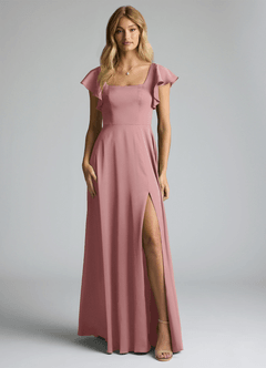 Azazie Bondi Bridesmaid Dresses Dusty Rose A-Line Bow Stretch Satin Dress image5