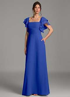 Azazie Dacia Bridesmaid Dresses Royal Blue A-Line Ruched Chiffon Dress image6