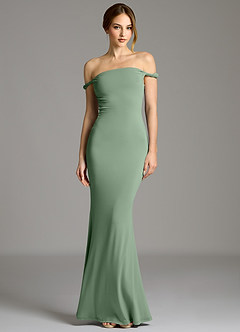 Azazie Shantal Bridesmaid Dresses Matcha Mermaid Off the Shoulder Premium Stretch Jersey Dress image5