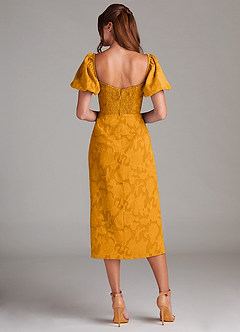 Azazie Evalina Bridesmaid Dresses Butterscotch Sheath Floral Burnout Dress image7