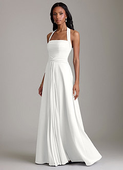 Azazie Clarisa Bridesmaid Dresses White A-Line Pleated Chiffon Dress image6