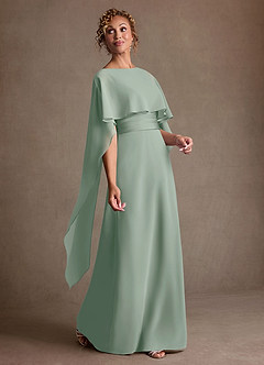Azazie Marilla Mother of the Bride Dresses Agave A-Line Pleated Chiffon Dress image2