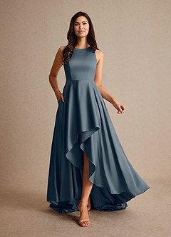 Azazie Niles vestidos de madre de la novia Vestido de Crepúsculo de Satén Elástico de Corte En A con Trenes image6