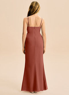 Azazie Buzzy Junior Robe Fourreau en Mousseline de soie Plissée Auburn image5