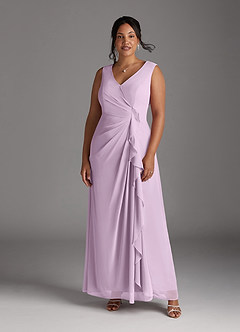 Azazie Manuella Mother of the Bride Dresses Frosted Lilac A-Line V-Neck Pleated Chiffon Dress image11