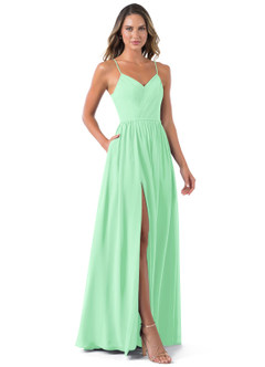 Azazie Cora Bridesmaid Dresses Mint Green A-Line Pleated Chiffon Dress image10
