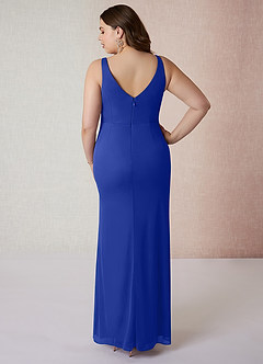 Azazie Leandra Bridesmaid Dresses Royal Blue Mermaid V-Neck Pleated Mesh Dress image9