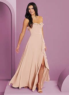 Barbie ♥ Azazie Bridesmaid Dresses English Rose A-Line Sweetheart Neckline Chiffon Dress image4