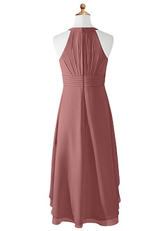 Azazie Linna Junior Vestido de Rosa Del Desierto de Gasa de Corte En A con Plisado image6