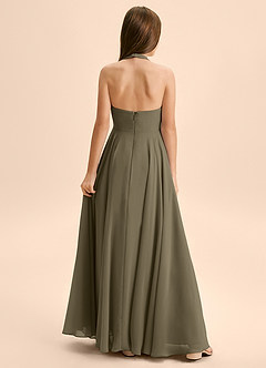 Azazie Kady Junior Robe Trapèze en Mousseline de soie Encolure en Forme de Cœur Vert Saule image2