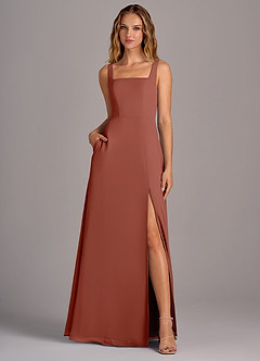 Azazie Debra Bridesmaid Dresses Auburn A-Line with Pockets Chiffon Convertible Dress image5