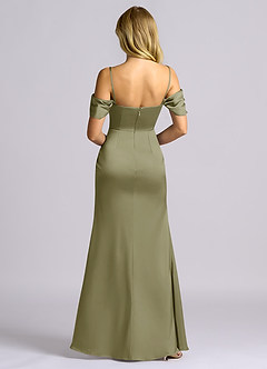 Azazie Auden Bridesmaid Dresses Pistachio Sheath Off the Shoulder Stretch Satin Convertible Dress image2