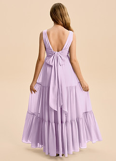 Azazie Devon Junior Linia A Marszczony Szyfon Długość podłogi Młodsza druhna Sukienka image2