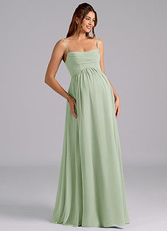 Azazie Saige Abiti da damigella d'onore premaman Abito A-Line Plissettato Chiffon Floor-Length image7