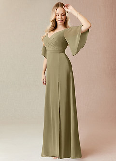 Azazie Cierra Bridesmaid Dresses Moss Green A-Line V-Neck Chiffon Dress image4