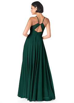 Azazie Avelina Brautjungfernkleider A-Linie V-Hals Gefaltet Chiffon Kleid Smaragd image2
