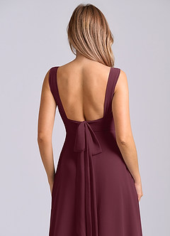 Azazie Beatrice Robes de demoiselle d'honneur Robe Trapèze en Mousseline de soie Encolure en Forme de Cœur Cabernet image7
