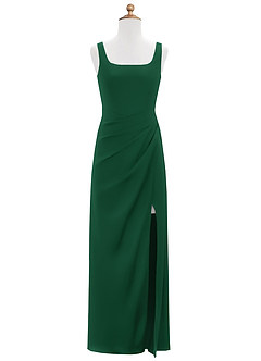 Azazie Mero Junior Dark Green Mermaid Pleated Stretch Satin Dress image6