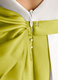 Azazie Cherry Flower Girl Dresses Ivory Lemongrass Ball-Gown Pleated Matte Satin Dress image6