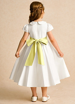 Azazie Deary Flower Girl Dresses Ivory Lemon Sorbet A-Line Bow Cotton Dress image2