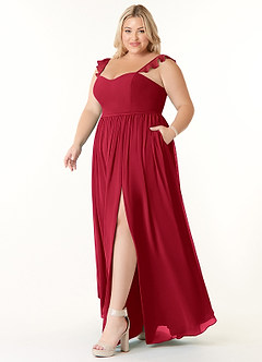 Azazie Metz Final Sale Scarlet A-Line Sweetheart Ruched Chiffon Dress image9