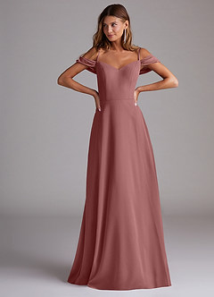 Azazie Marley Bridesmaid Dresses Desert Rose A-Line Off the Shoulder Chiffon Convertible Dress image4