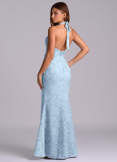 Azazie Valerie 신부 들러리 드레스 인어 주름진 플로럴 번아웃 바닥 길이 드레스 image6