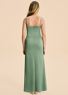Azazie Rosalia Junior Robe Fourreau en Satin extensible Plissée Matcha image2