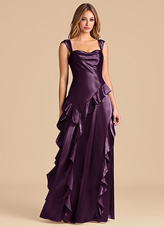 Azazie Sloane Robes de demoiselle d'honneur Robe Trapèze en Satiné métallisé Encolure en Forme de Cœur Prune image5