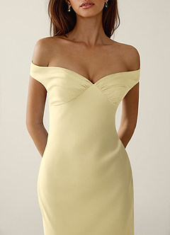 Gwendonme Lemon Sorbet Satin Crystal Linen Prom Dress image9