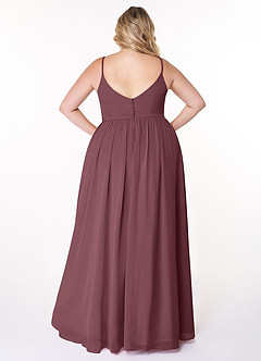 Azazie Rayna Bridesmaid Dresses Sangria A-Line V-Neck Pleated Chiffon Dress image8